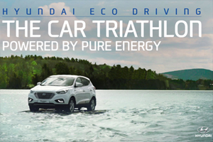 Автомобили экологичной линейки Hyundai Motor приняли участие в первом в мире автомобильном триатлоне вместе с командой Хойт